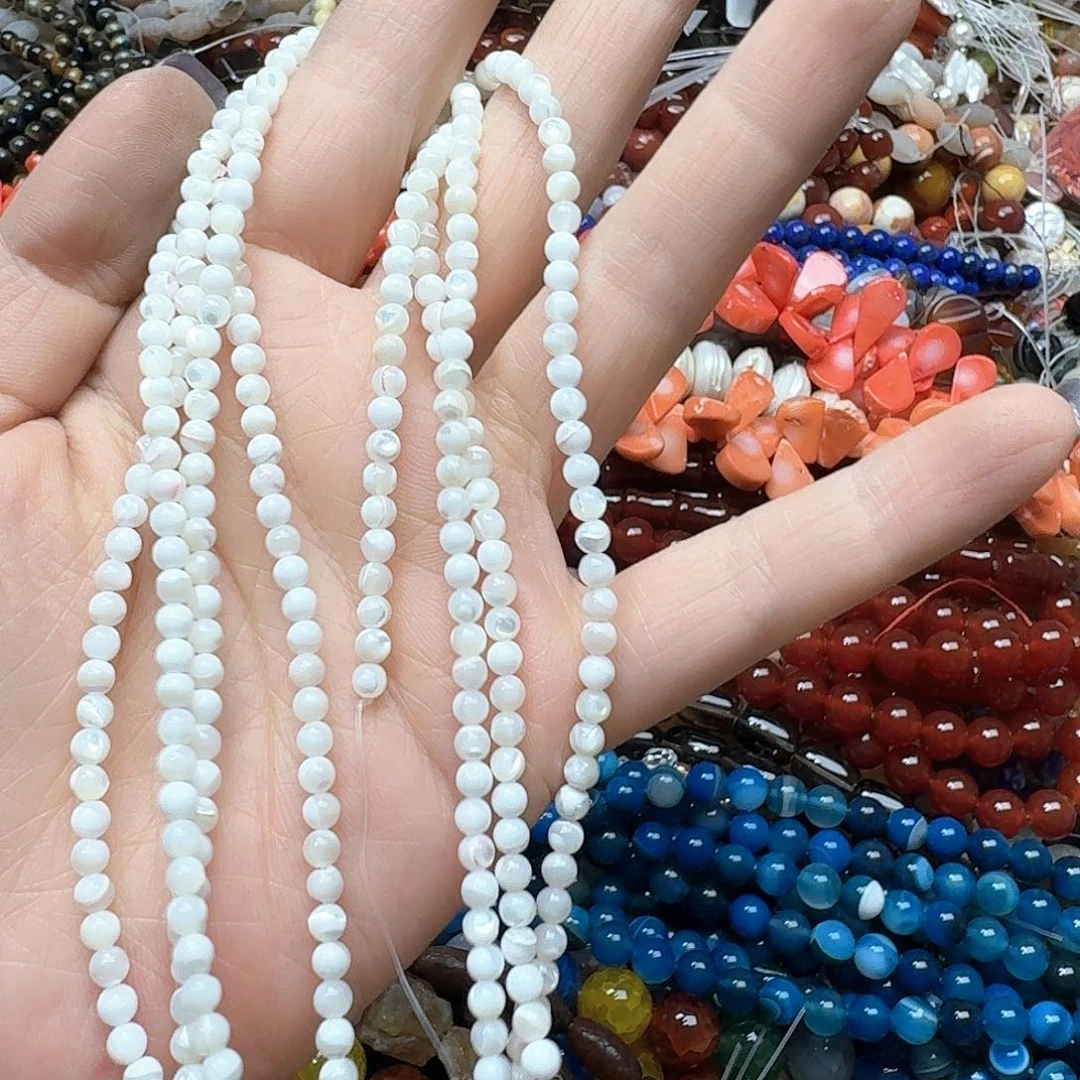 玛瑙/玉髓未镶嵌珠宝半成品2条3m白蝶贝隔珠