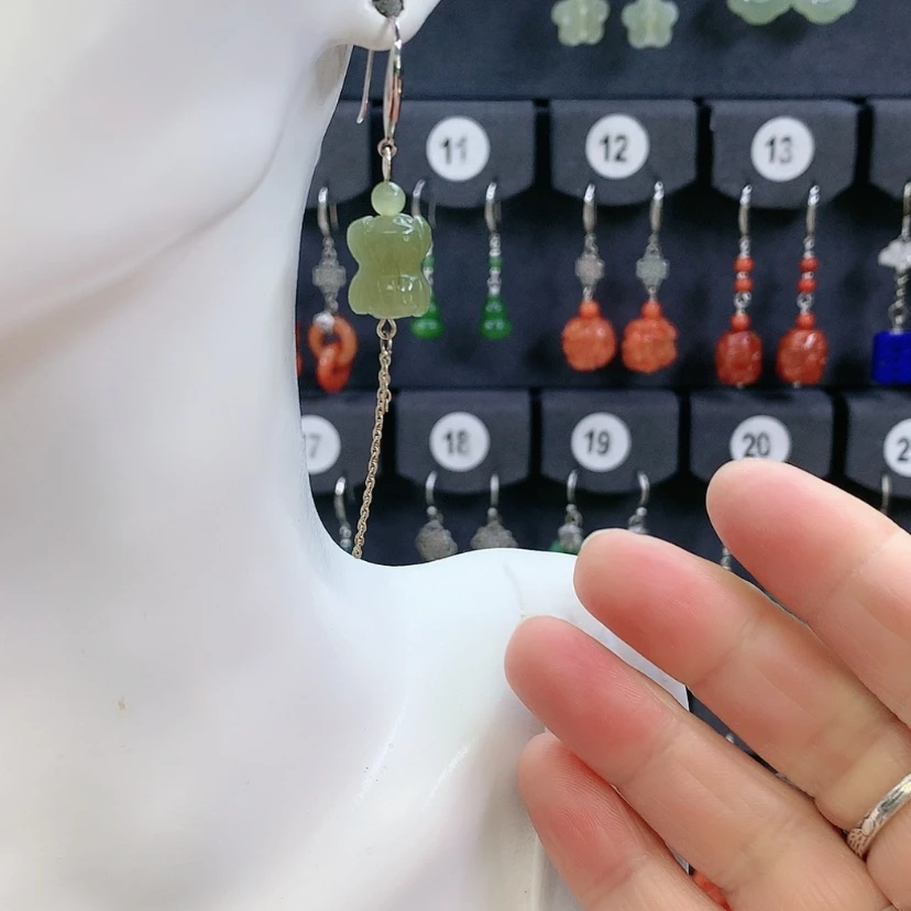 【闪购商品】和田玉耳饰银S925镶嵌用****4精美