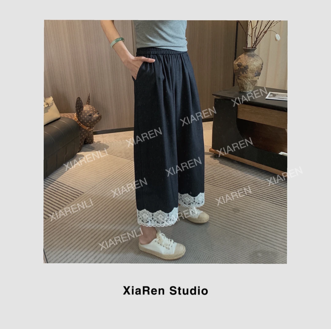 XIAREN【蕾丝花边休闲裤】裤子女款爆款2025新款通勤裤子休闲裤女