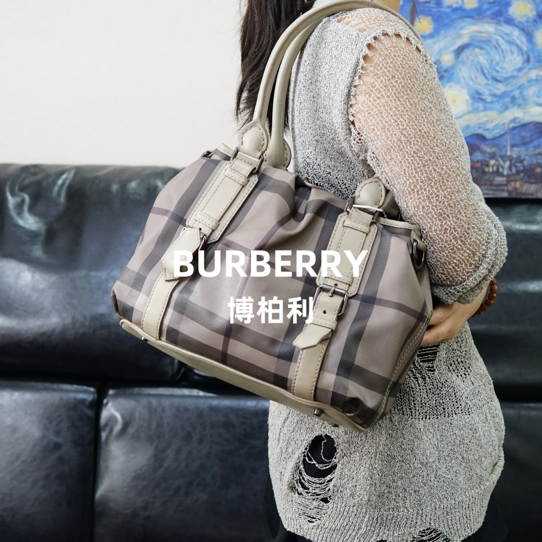95新 BURBERRY/博柏利 灰色格纹单肩包/KH04201024/1024