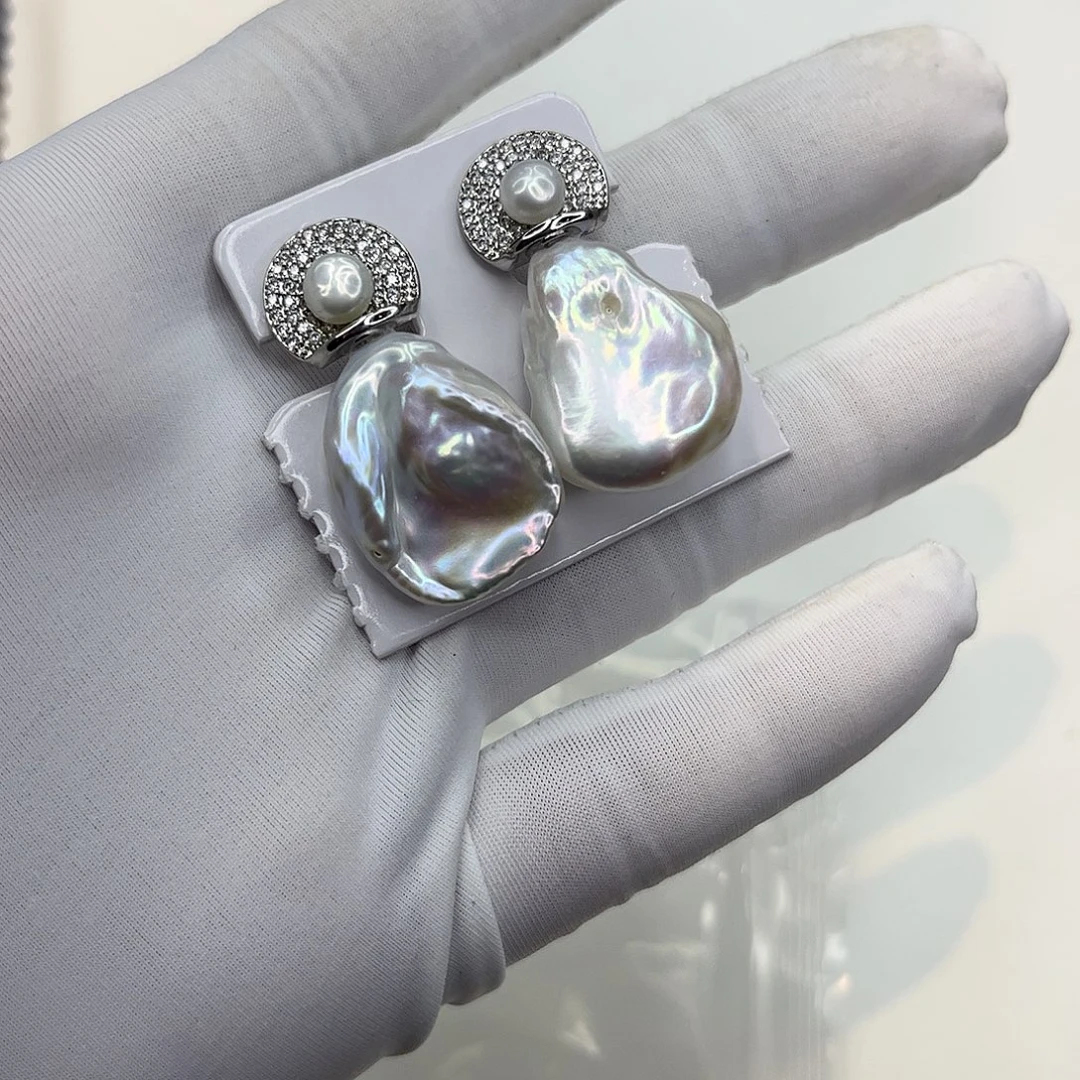 淡水珍珠耳饰合金