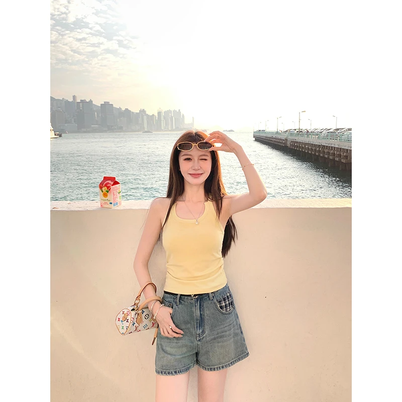 杨杨YANGRUOYU5/16【舒适zui紧要】胸垫吊带内搭回弹美背工字背心