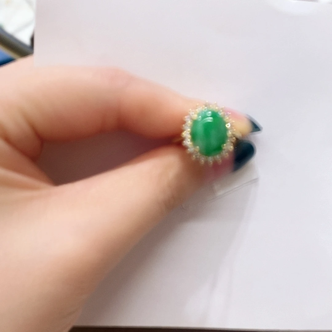 翡翠18K金镶嵌戒指戒指mq