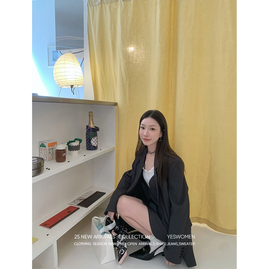 【清】杜赛画廊·干练飒气西装挺阔肩型 拼接连衣裙XY65412A4143