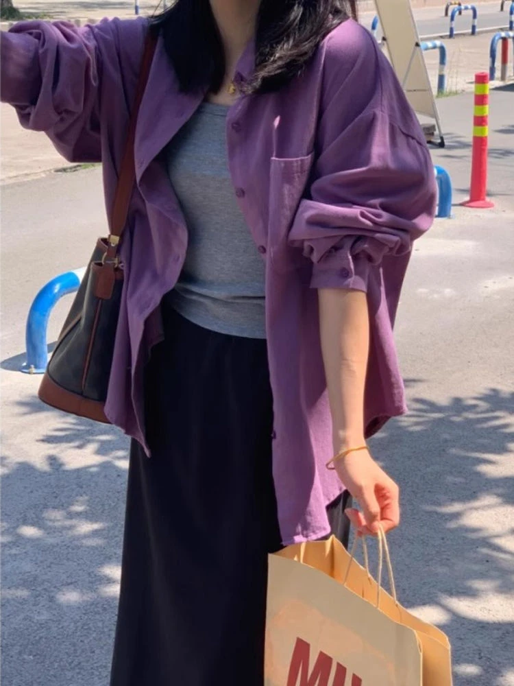 薄款防晒衬衫外套女2026夏季新款韩系高级感宽松百搭长袖衬衣ins