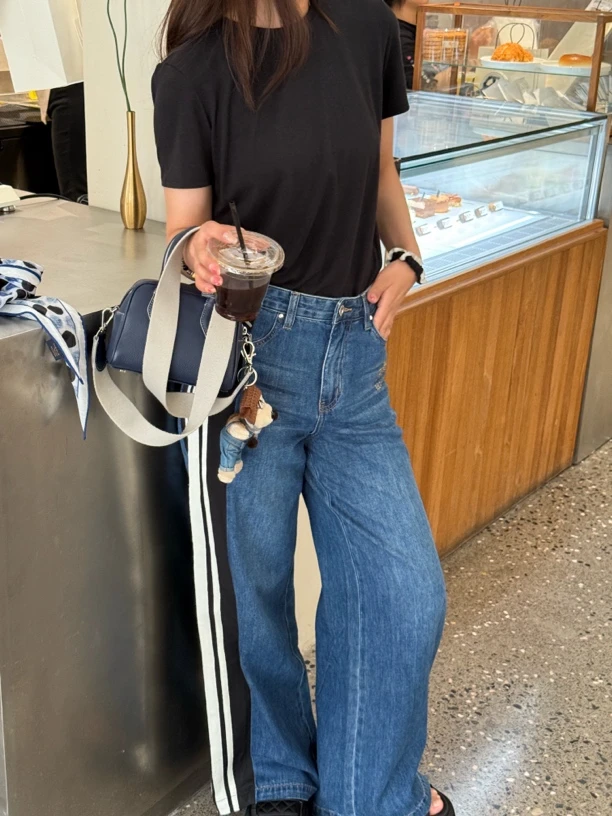 新款高腰宽松直筒阔腿牛仔裤女显瘦百搭拖地裤