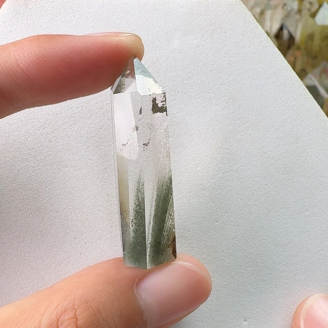 珠宝半成品水晶未镶嵌幽灵柱