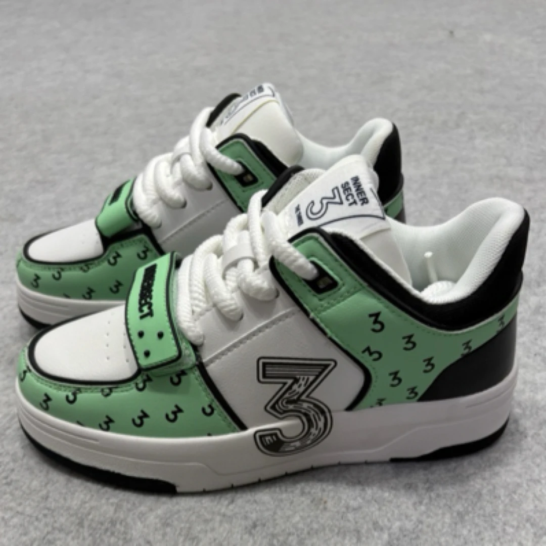 ST-230007-绿色-INNLOGO魔术贴侧边数字印花时尚潮流面包板鞋