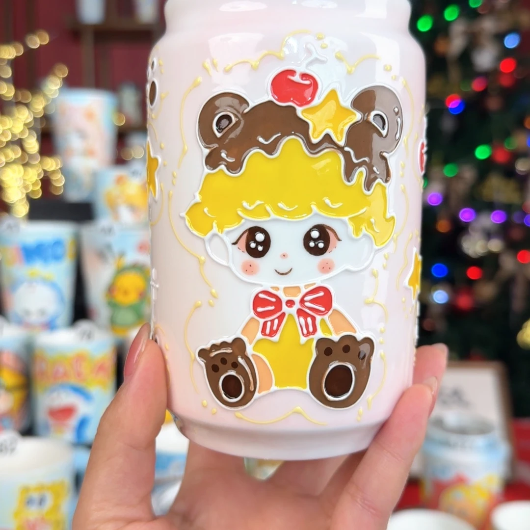 怪***卡摆件陶景德镇手绘高温釉下彩玉泥