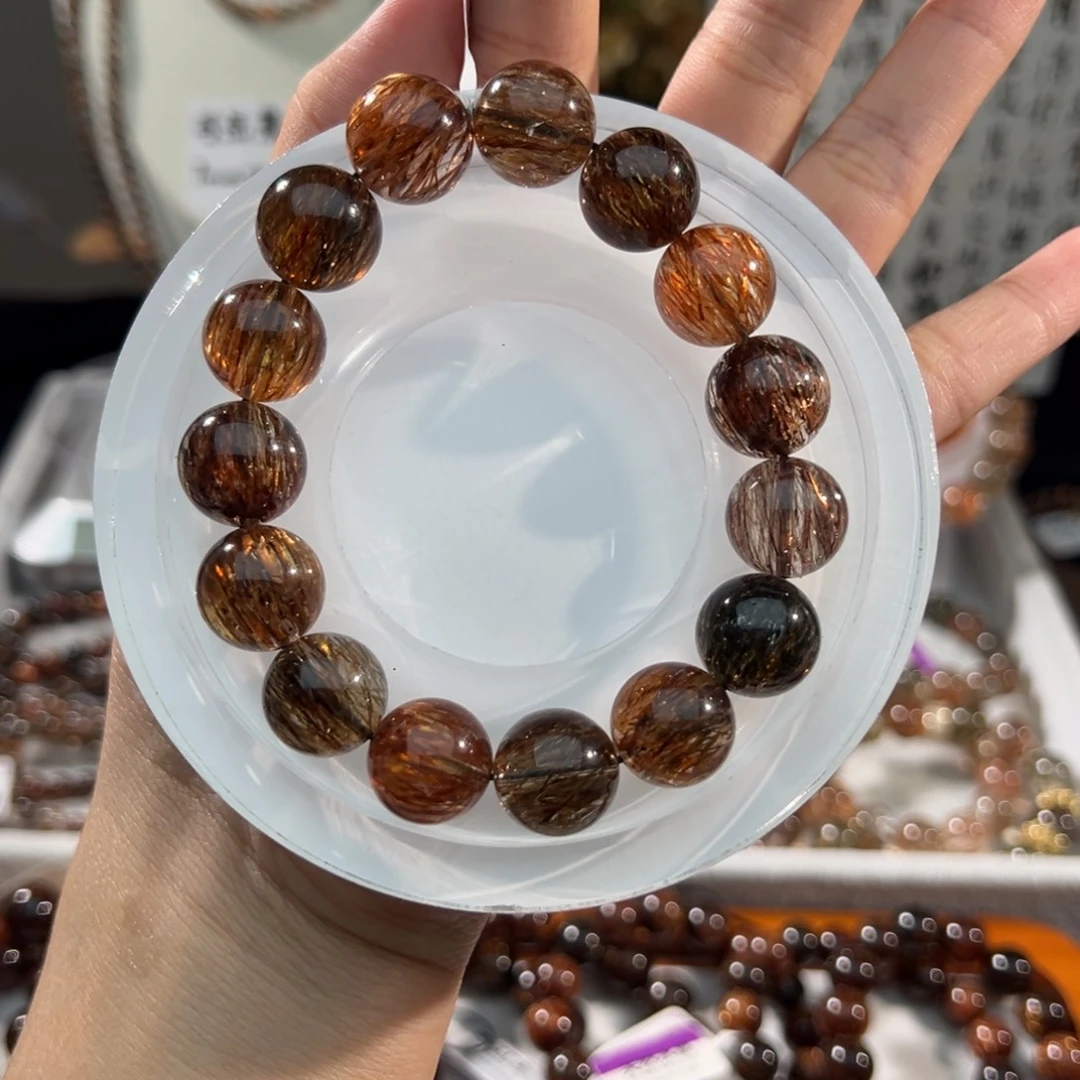 印***月水晶未镶嵌手链黑金超七14