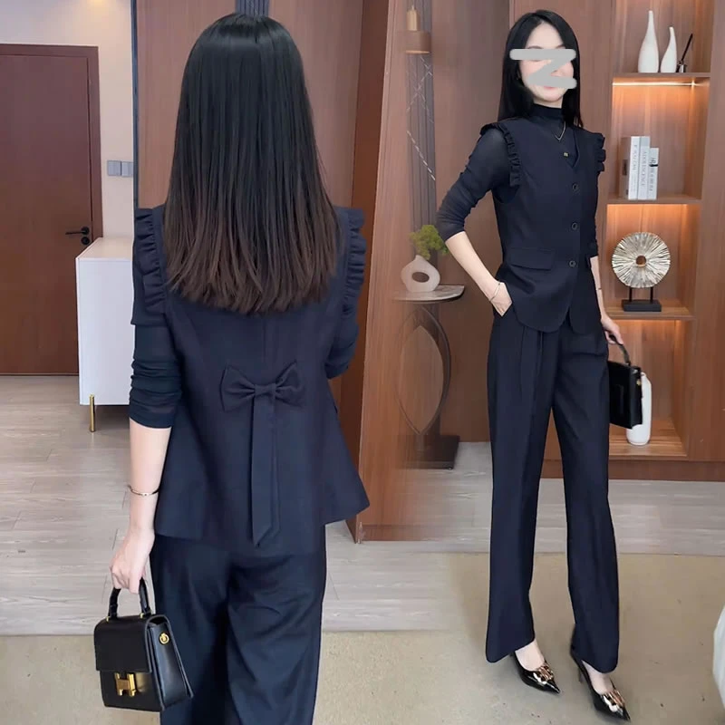 【有运费险】时尚通勤西装马甲三件套女2025秋季新款职业休闲套装