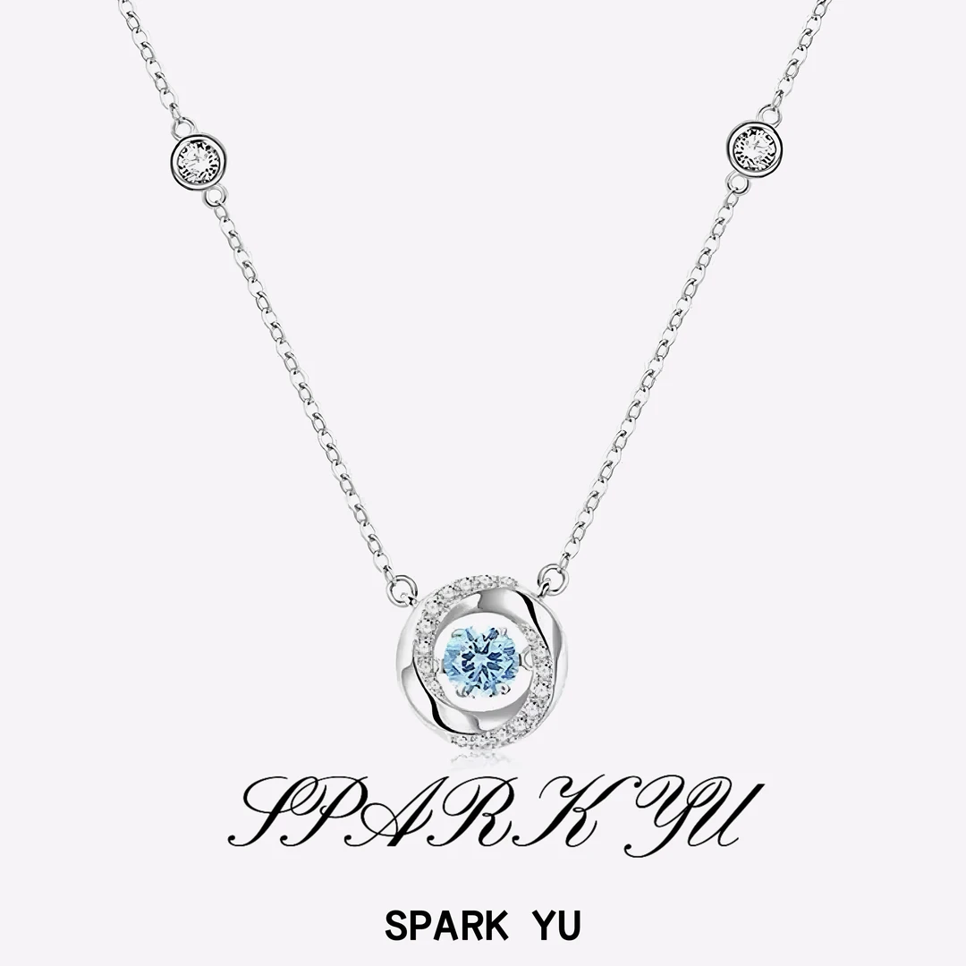 坠链均925银锆石 SPARK YU 一秒心动S925银项链轻奢气质灵动