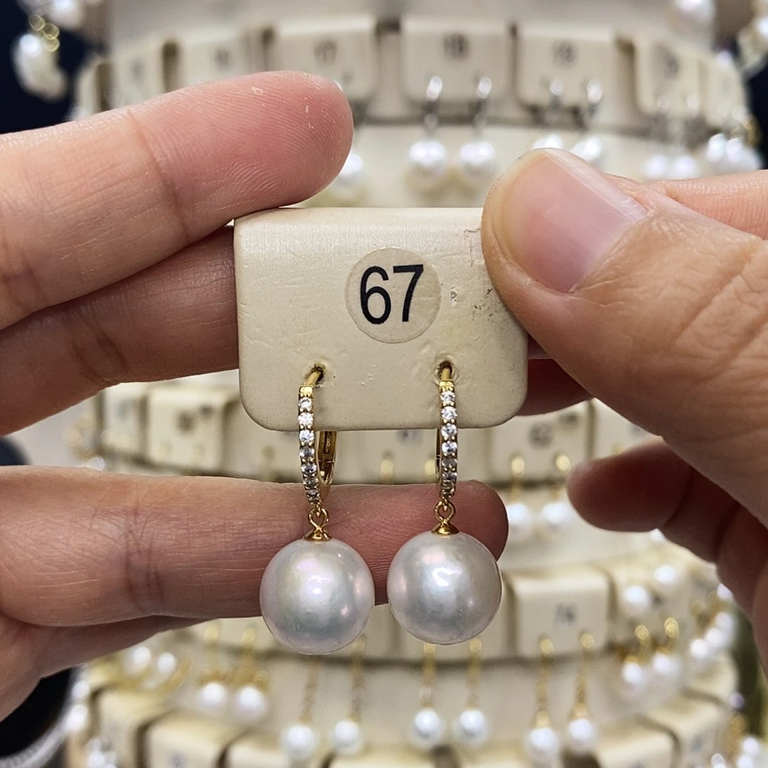 银S925镶嵌淡水珍珠耳饰