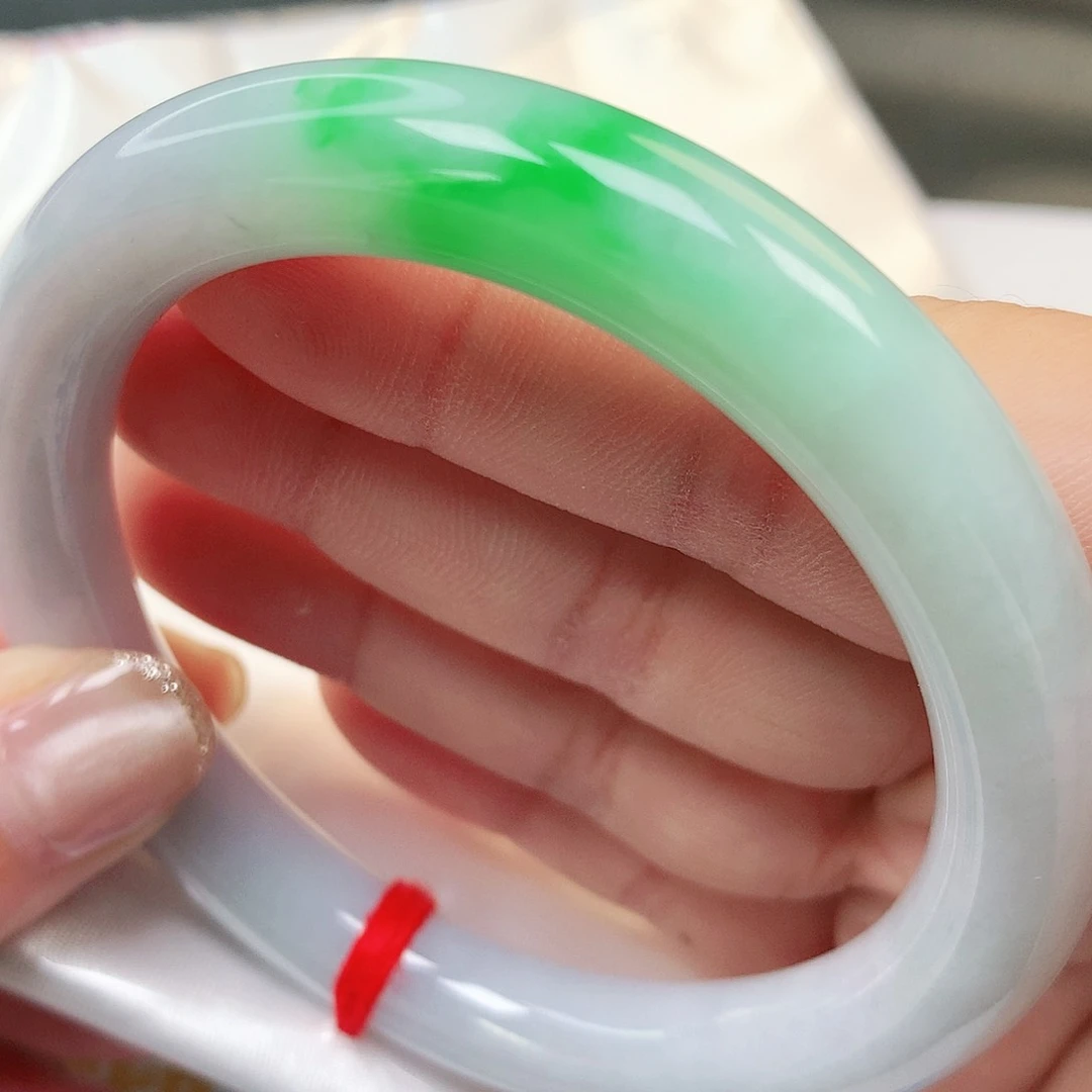 未镶嵌手镯翡翠缅甸纯天然A货老坑种翡翠一抹翠阳绿128号