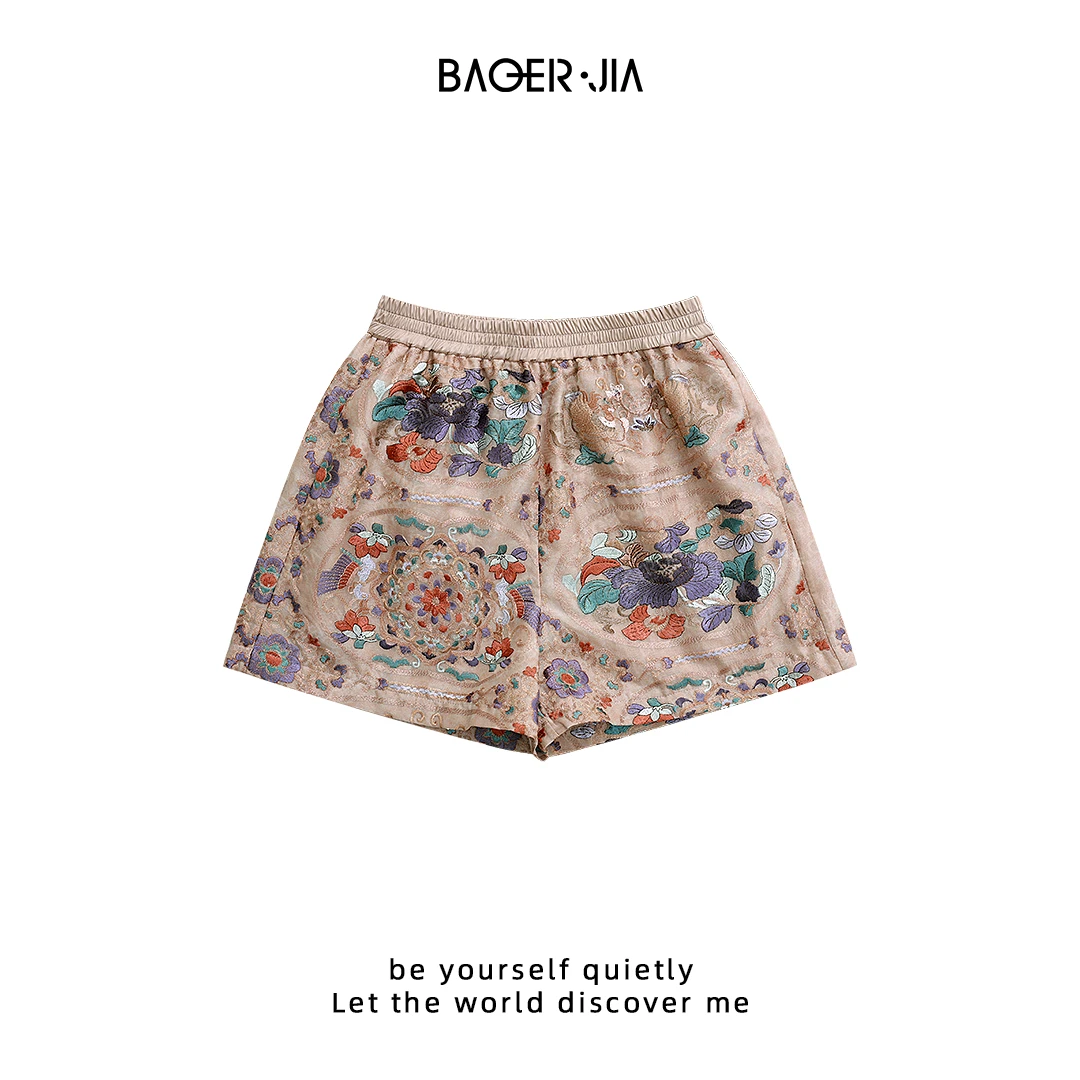 国潮-【幸运短裤】宝儿家含幂BB15025103春夏国风敦煌壁画刺绣短裤