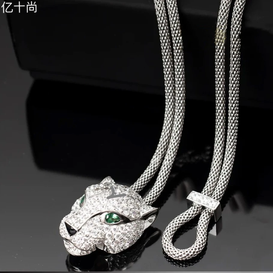 合金合成锆石项链 清 豹头满钻高档项链毛衣链时尚洋气美HJ100455