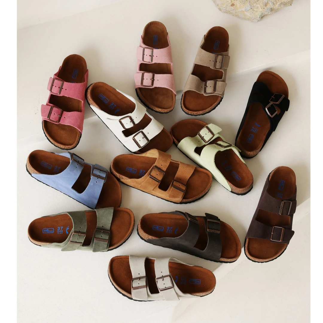 InkingPot彭姐 12色勃肯拖鞋女夏季外穿厚底软木一字扣带凉鞋