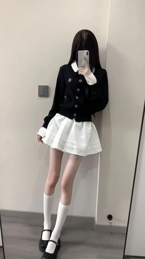 云端织梦 法式小香风秋季气质假两件温婉大方百褶半身裙子两件套