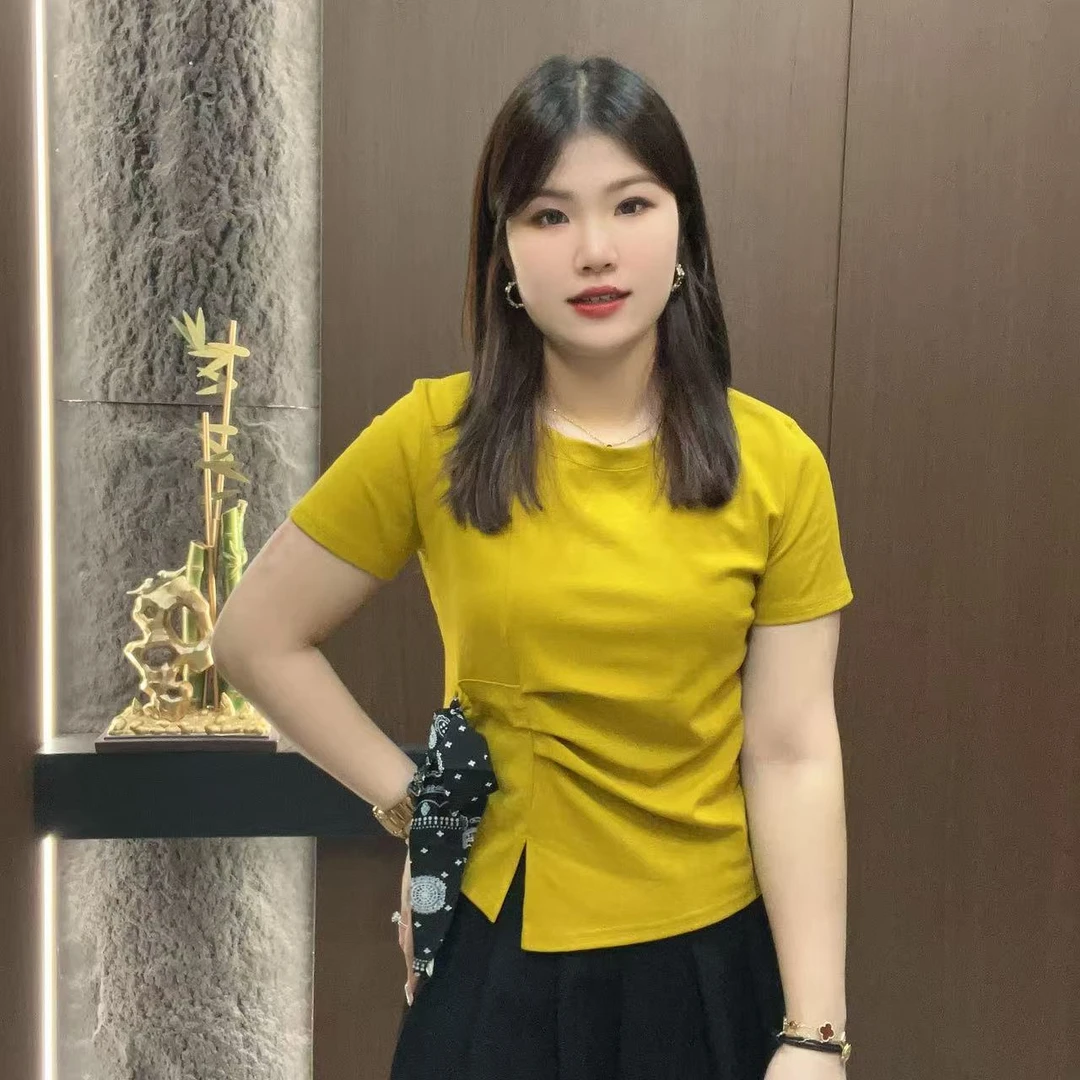 小鑫肝@现货浮力老钱风丝巾装饰褶皱不规则百搭T恤 6615