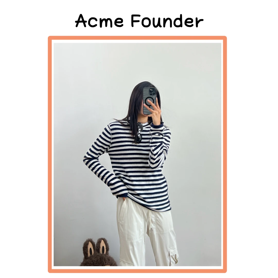 Acme Founder | 肯豆风条纹打底衫反穿设计长袖t恤宽松