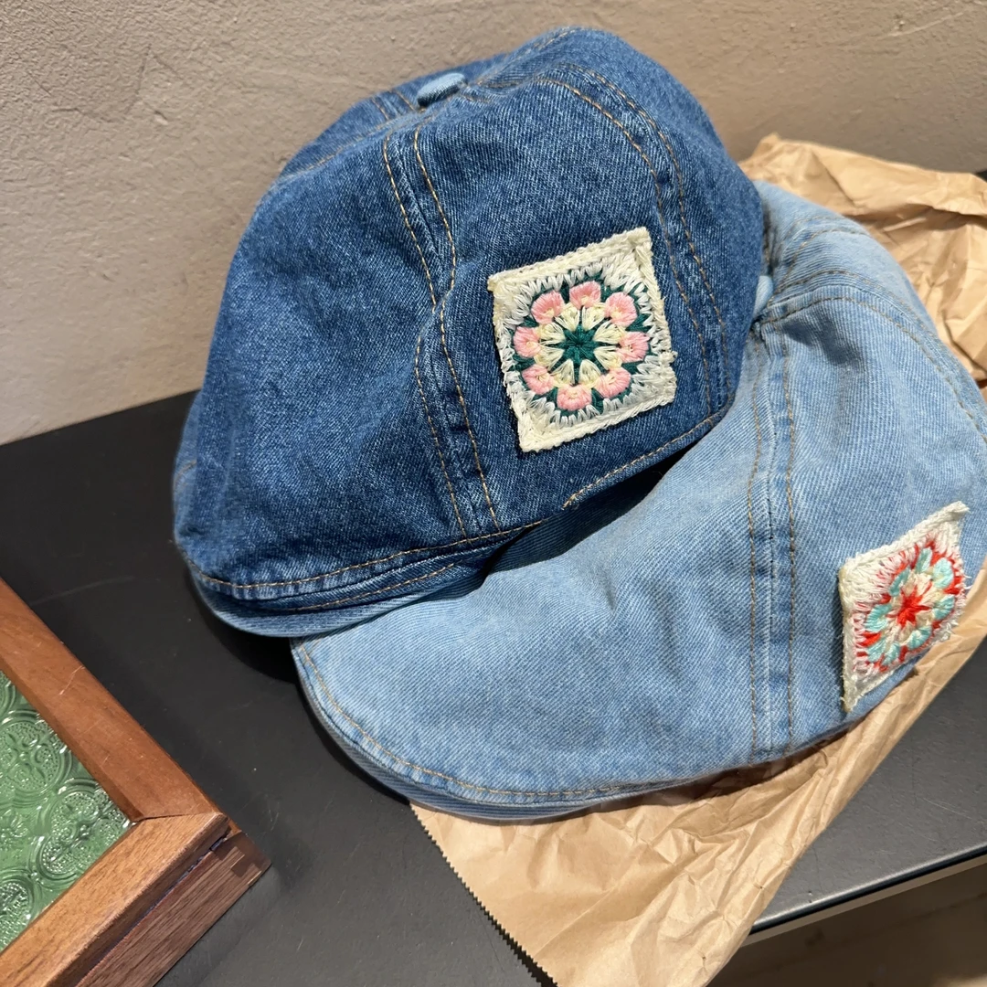 时尚休闲牛仔小花帽子