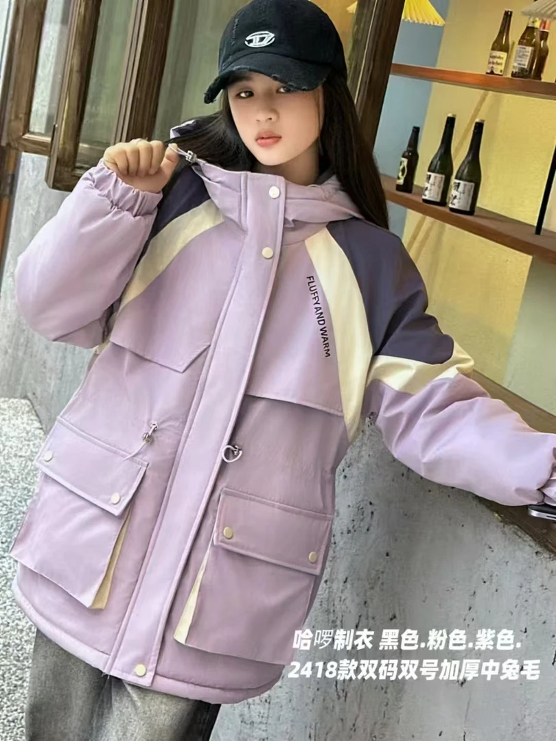 女童反季棉服中长款时尚棉衣儿童