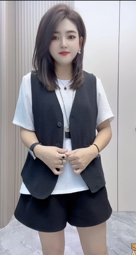 套装短袖女2025夏季新款休闲宽两件套纯色短袖圆领上衣百搭妈妈装