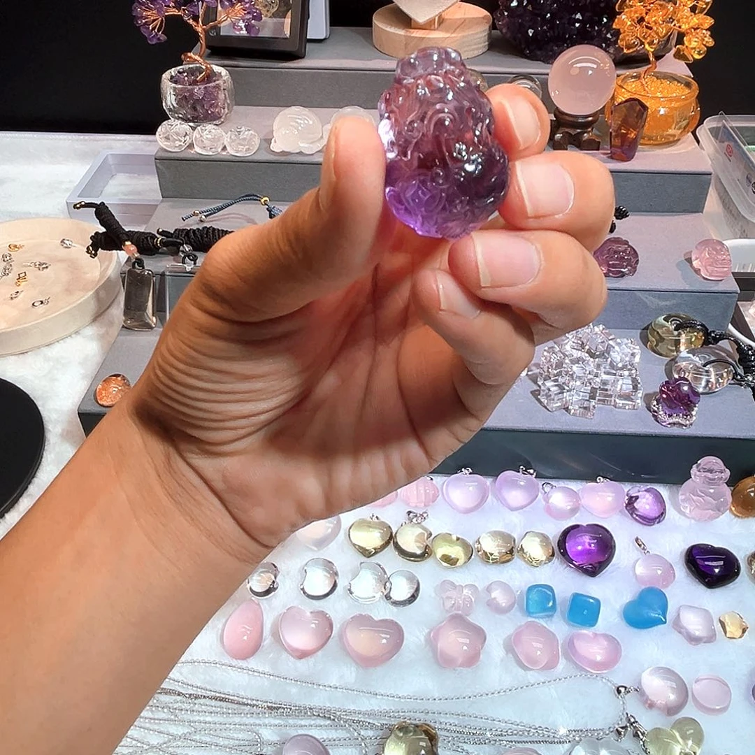 摆件水晶未镶嵌紫水晶貔貅手工雕刻