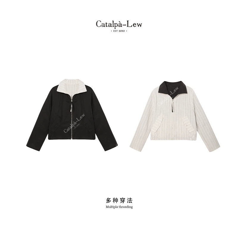CatalpaLew「减法」墟生美学双面穿短款天丝色织老爹夹克#C51473