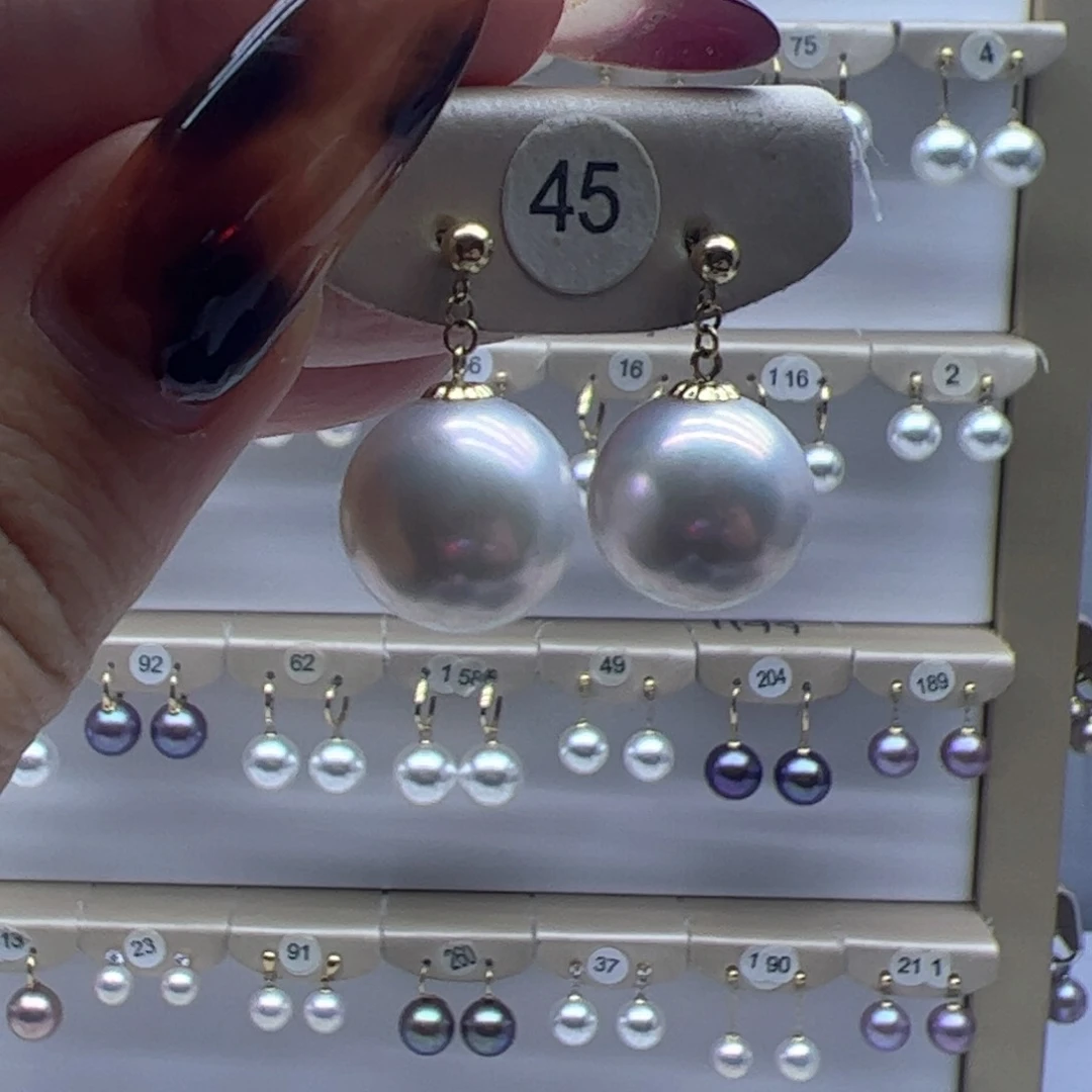 淡水珍珠耳饰18K金镶嵌