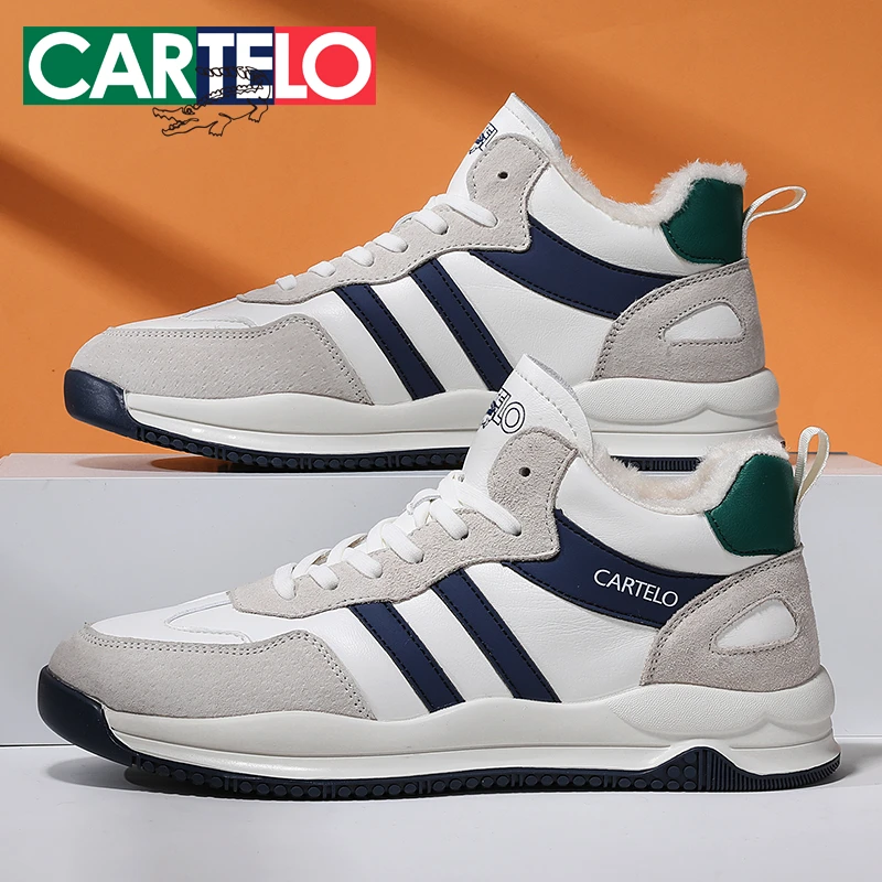 CARTELO/卡帝乐鳄鱼高帮棉鞋2024年冬季男士加绒保暖舒适休闲鞋男