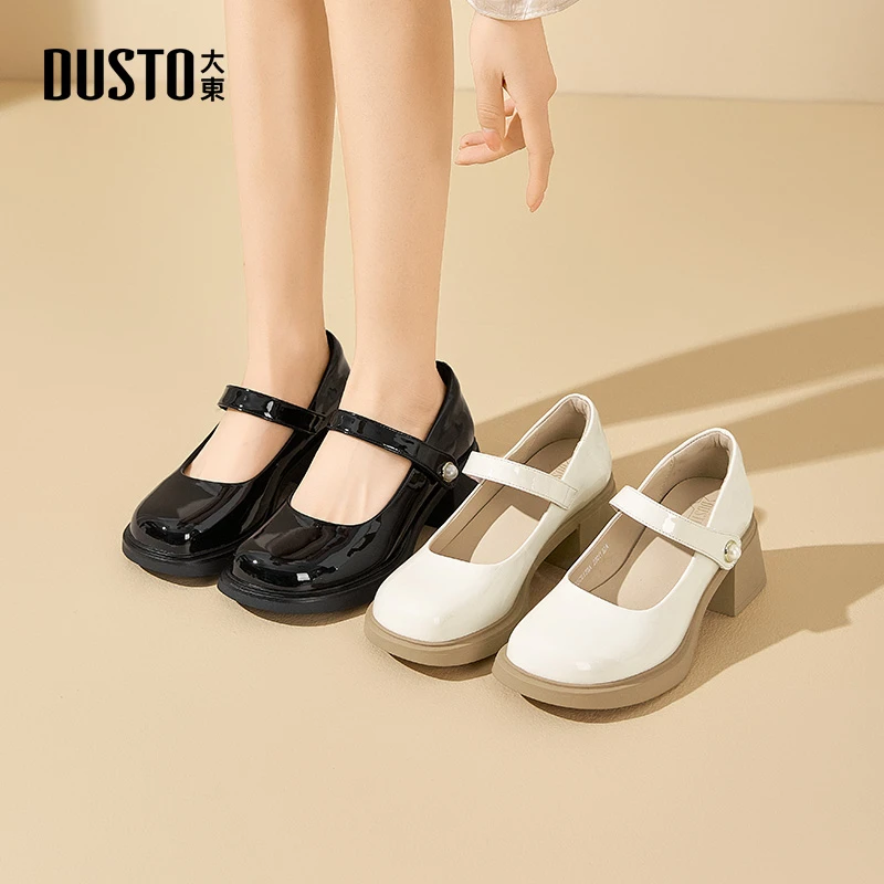 大东女鞋玛丽珍鞋2025新款秋季法式复古百搭单鞋厚底高跟皮鞋0120