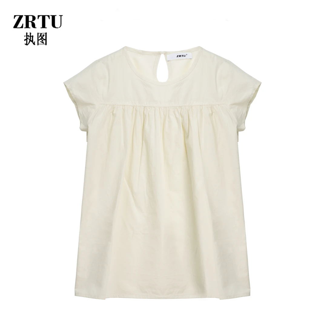 新款时尚休闲简约百搭纯色气质飞袖上衣