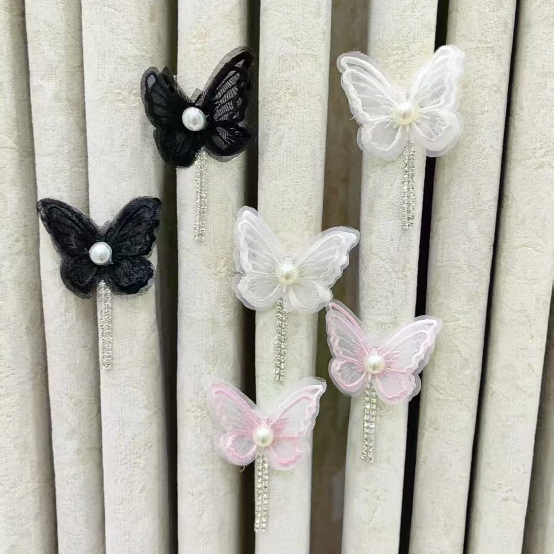 窗帘装饰水钻蝴蝶结白色花朵别针钻饰窗饰沙发服装辅料小配件高档