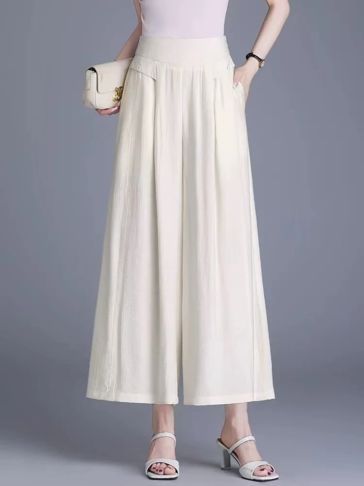 【慕妍专属】8508（裤长78）亚麻垂感八分阔腿裙裤