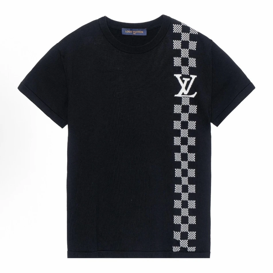 未使用 LouisVuitton/路易威登 /S码/赛车格子刺绣logo标短袖