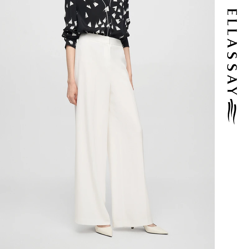 ELLASSAY歌力思25新款三醋纤气质简约高腰阔腿裤女EWE362K04100