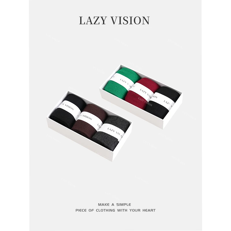 LAZYVISION100支扬子纱盒装秋冬保暖女士羊毛中筒袜子ZMD-32880