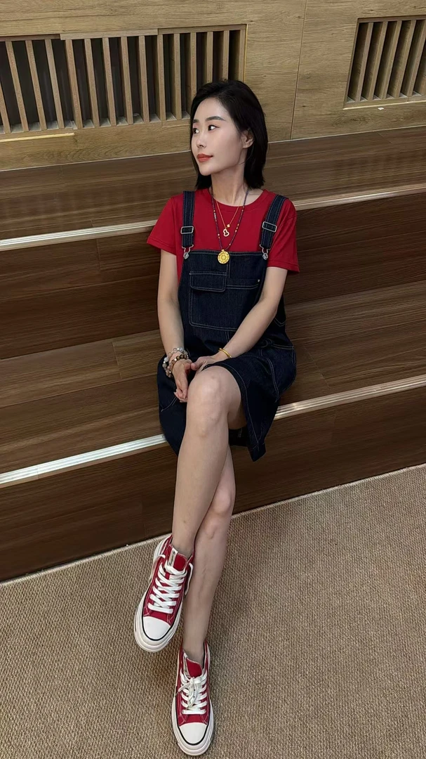 霍梦雪 背带裙A 红蓝色A  9219