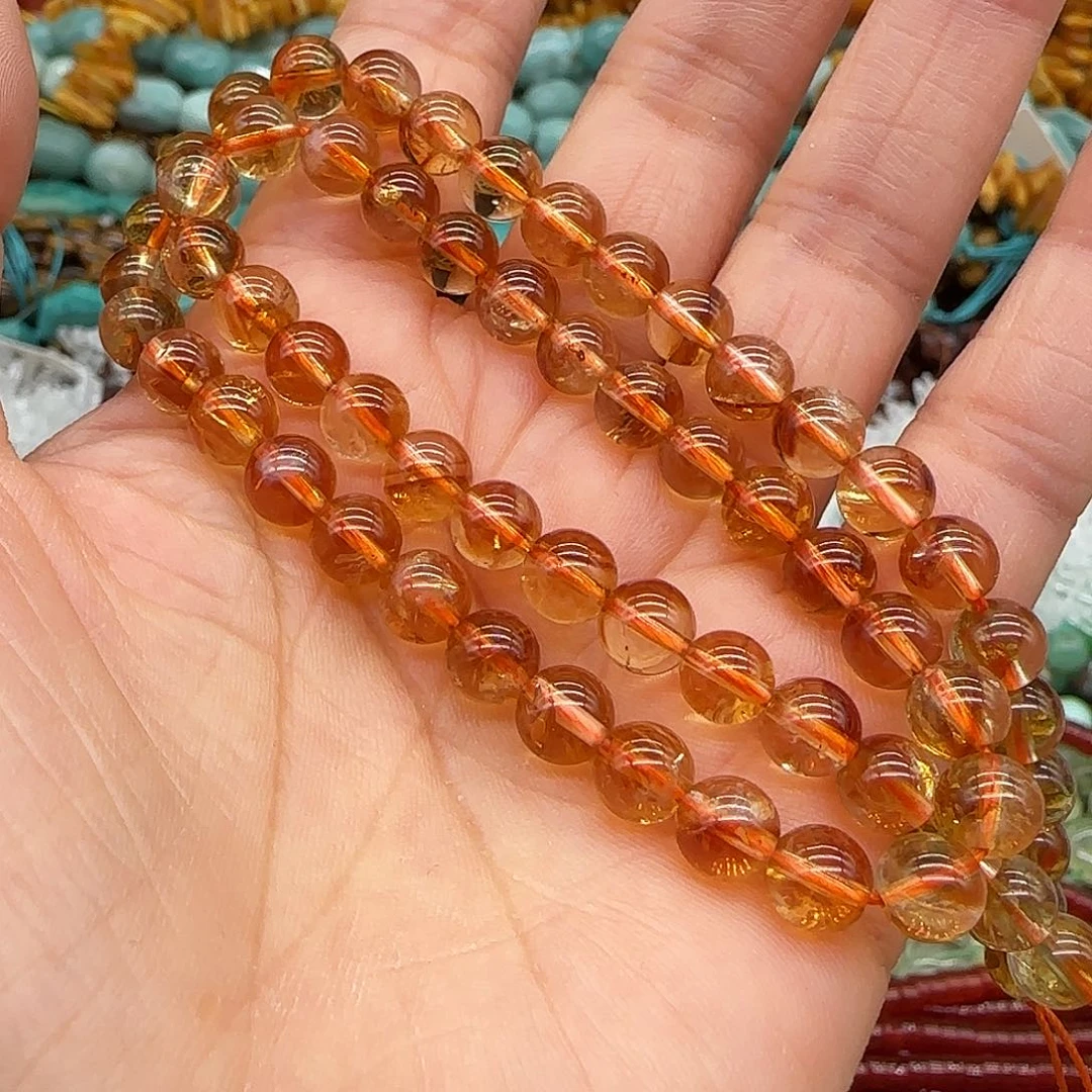 玛瑙/玉髓合金珠宝半成品黄水晶6mm拍两64发一条