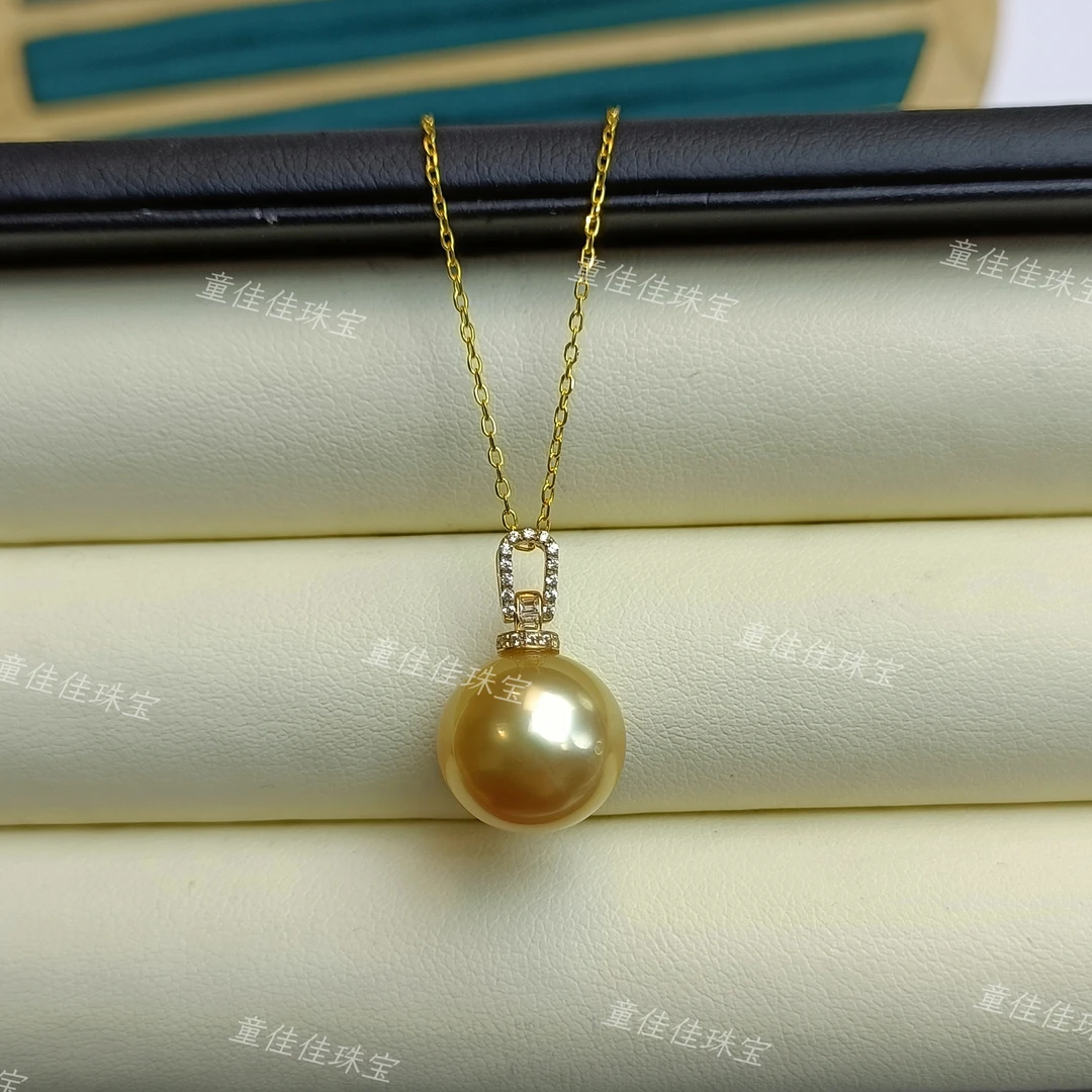 【蛇年新品】正圆 强光“炫金”11-12mm 金珠吊坠  带吉尔德大证