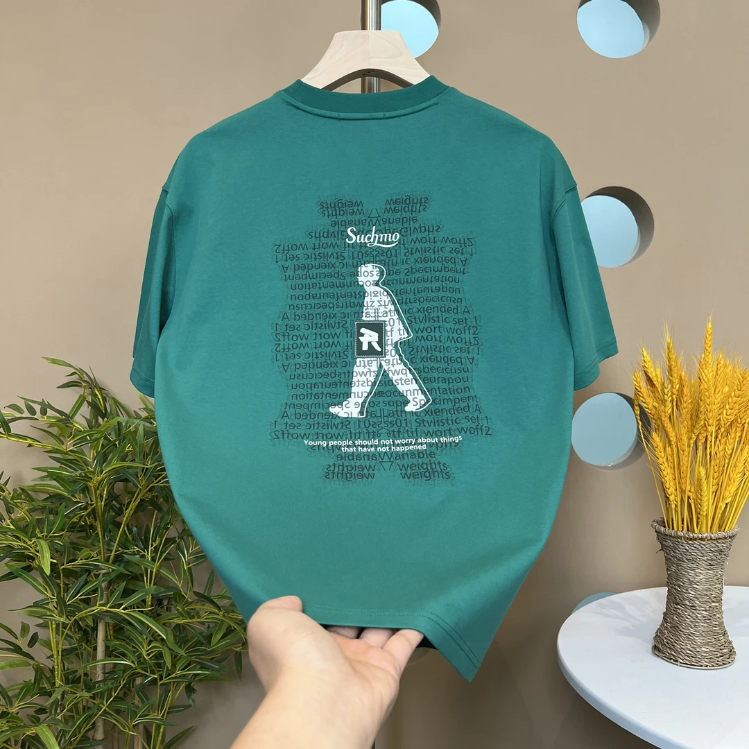 男士2025夏季印花新款短袖男时尚百搭休闲透气圆领刺绣T恤【5506】