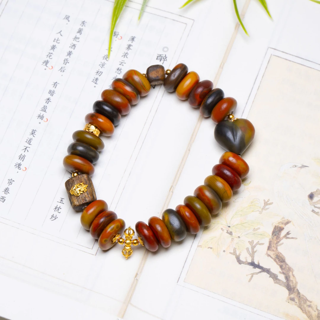 原矿包浆南红s925藏扣手串【承禧原矿】FH20-9684多样发其一