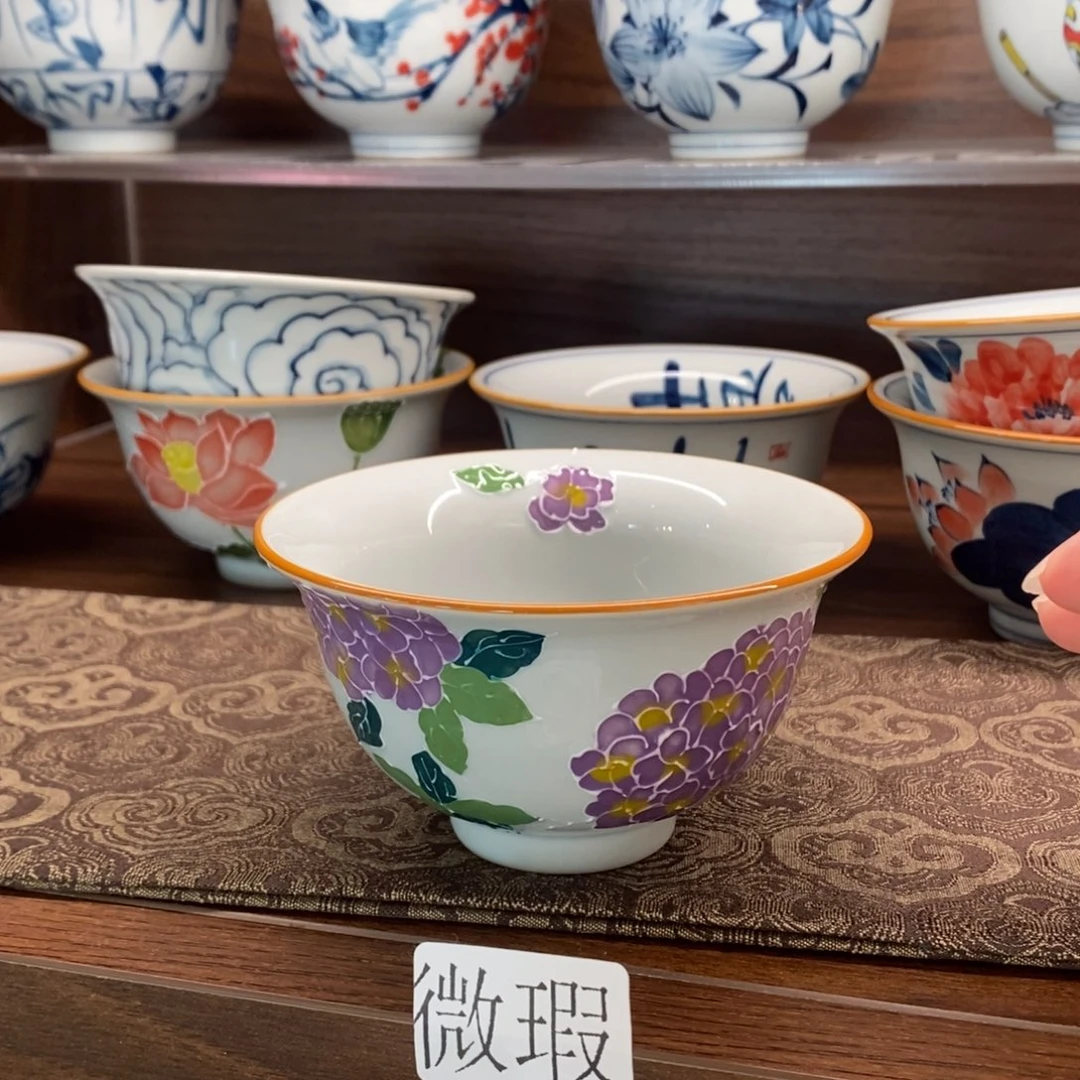 釉下手绘茶具微瑕