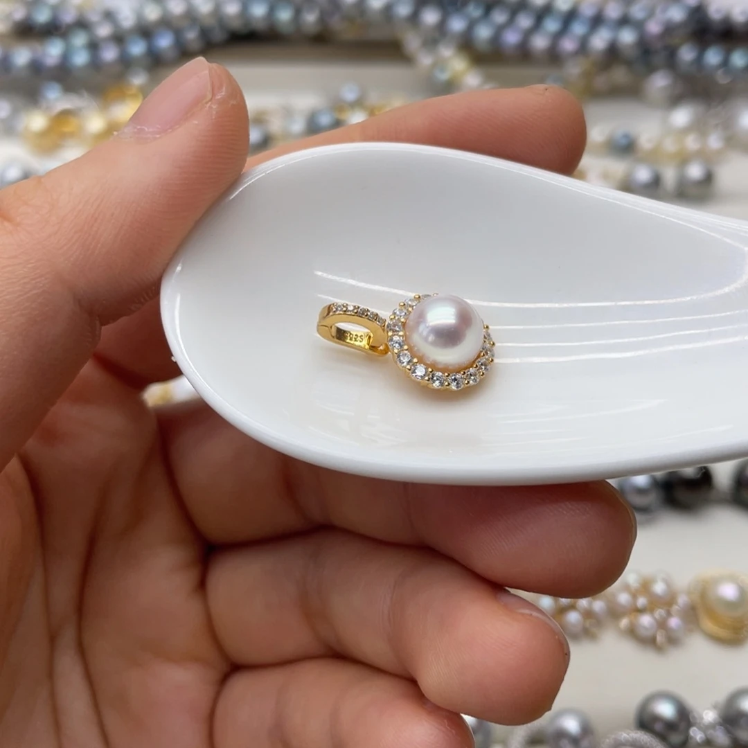 海水珍珠银S925镶嵌吊坠(不含链)