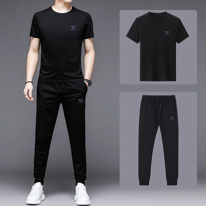 国际专柜正品 夏季薄款男士休闲时尚舒适套装 上衣+裤子