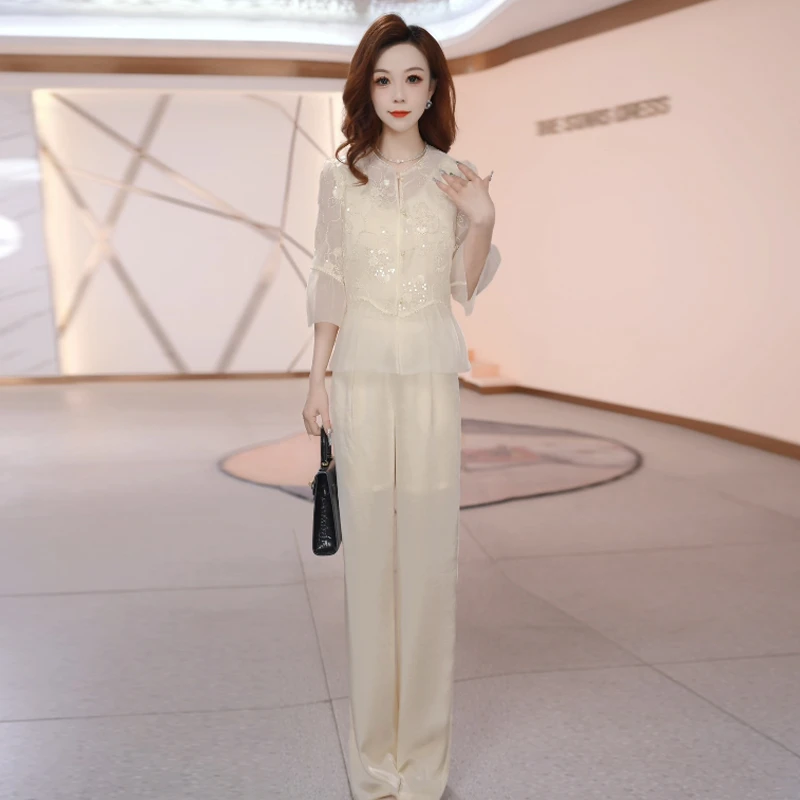 【两件套】春夏时尚宽松洋气休闲收腰气质减龄短袖高腰修身女装套裤