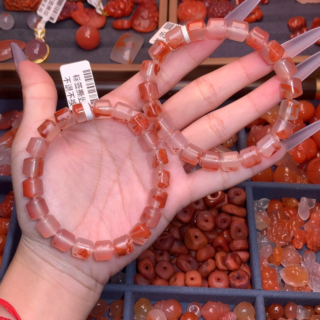 魔***子南红玛瑙未镶嵌珠宝半成品单圈