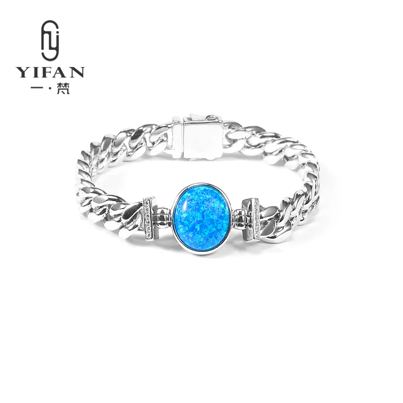 925银合成锆石手链 一梵  4086-蓝色轻奢时尚百搭蓝椭圆简约手链