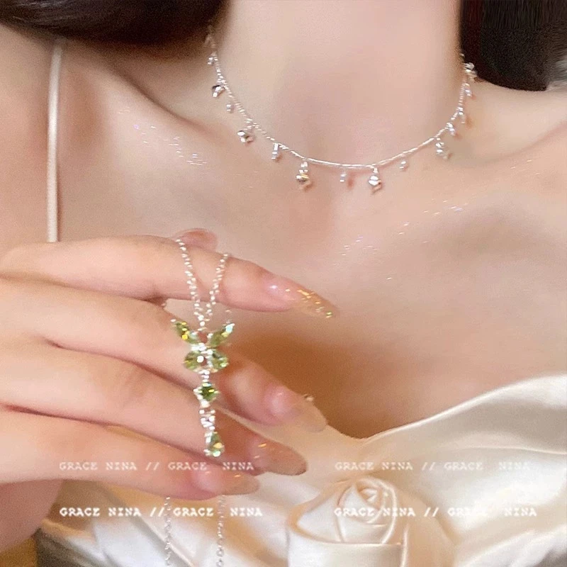 BMHM 钛钢项链 简约双层蝴蝶流苏项链女ins潮个性百搭气质轻奢